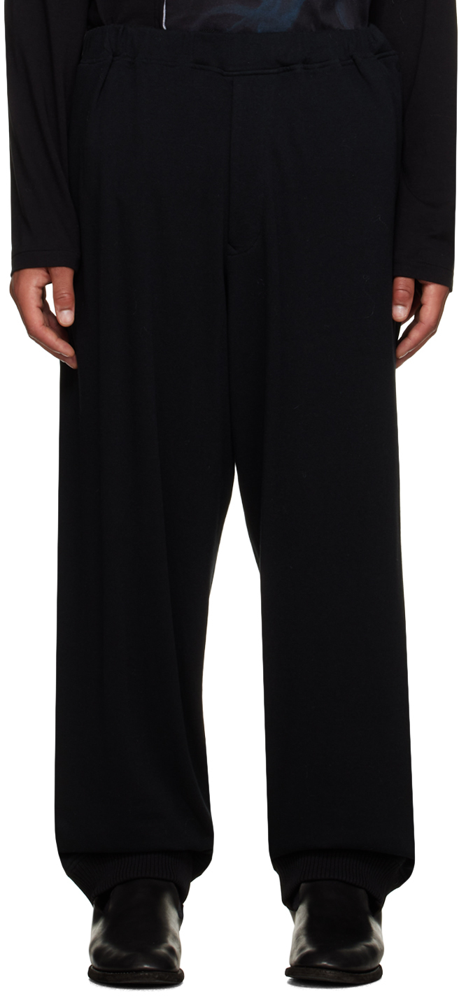 Yohji Yamamoto: Black Drawstring Sweatpants | SSENSE Canada