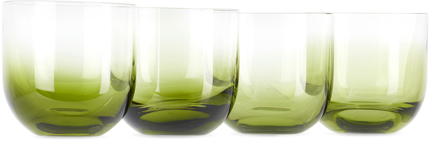 Tom Dixon Green Tank Whiskey Glasses Gift Set, 4 Pcs In Tank Green