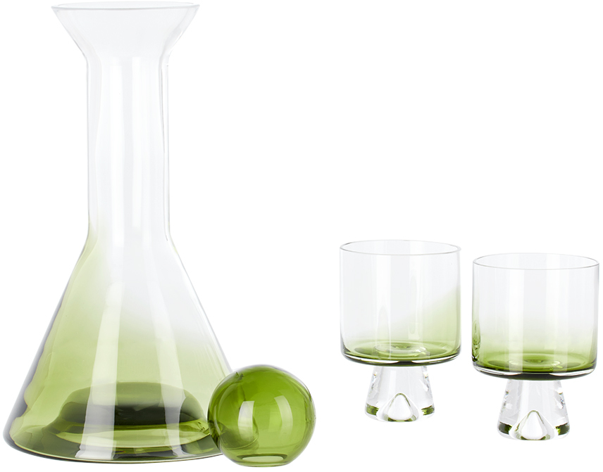 Tom Dixon Green Tank Wine Gift Set, 3 Pcs In Tank Green
