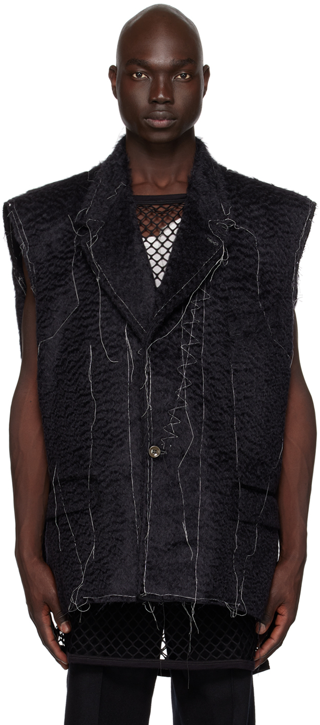 Nicolas Andreas Taralis Black Oversized Vest In 0 Black