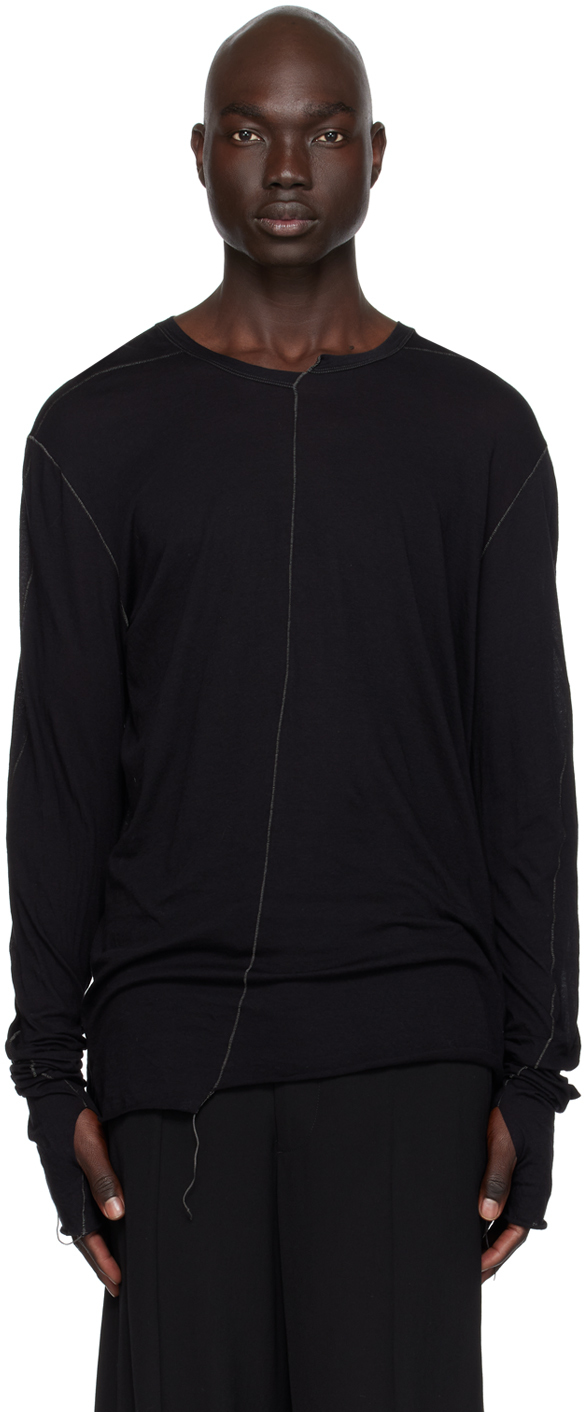 Nicolas Andreas Taralis Black Loose Thread Long Sleeve T-shirt In 0 Black