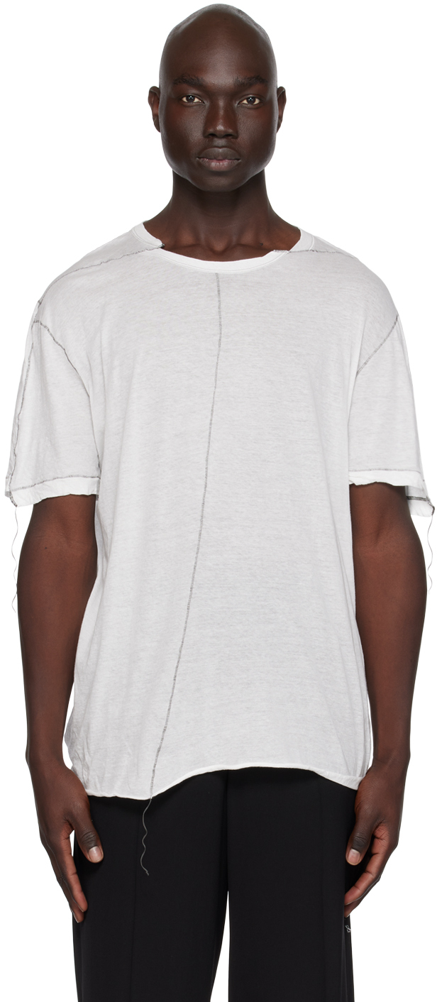 White Loose Thread T-Shirt by NICOLAS ANDREAS TARALIS on Sale