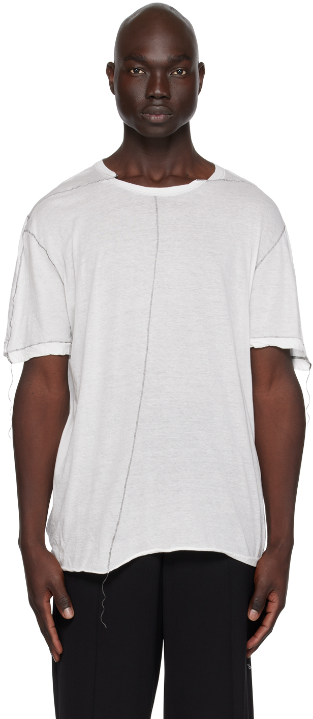 Nicolas Andreas Taralis White Loose Thread T-shirt In 8 Ecru