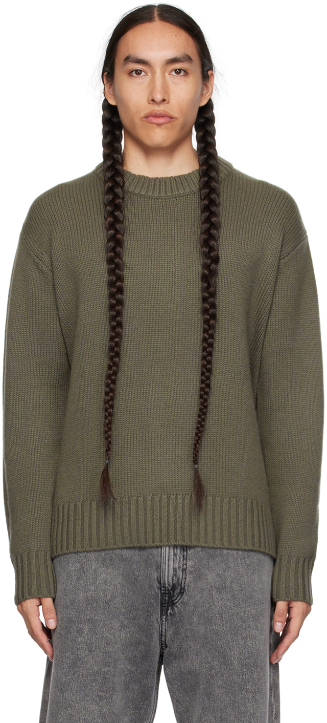 Lisa Yang Khaki Claude Sweater In Fe Fern