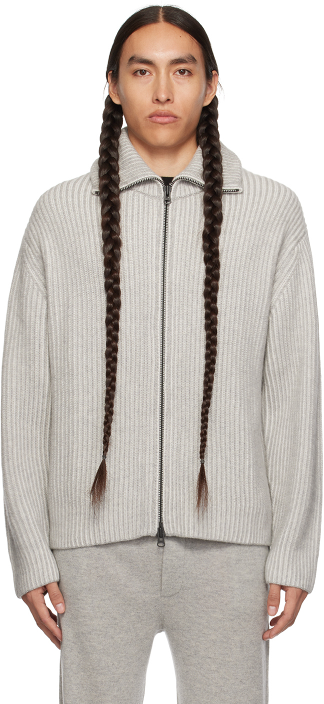 Lisa Yang Gray 'the Raphaelle' Sweater In Dr Dove Grey/cream