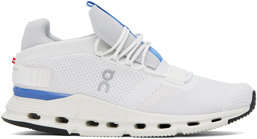 On: White & Blue Cloudnova Sneakers | SSENSE UK