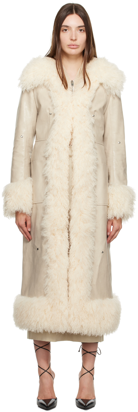 Kijun Off-White Diane Faux-Leather Coat