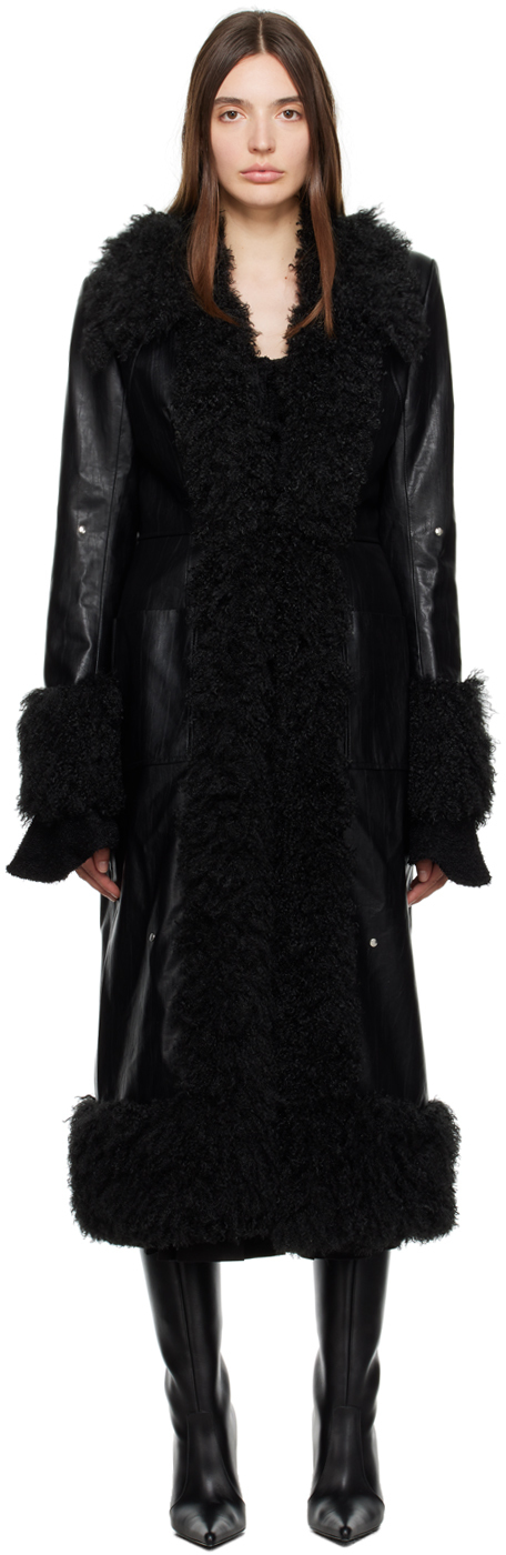 Kijun Black Diane Faux-Leather Coat