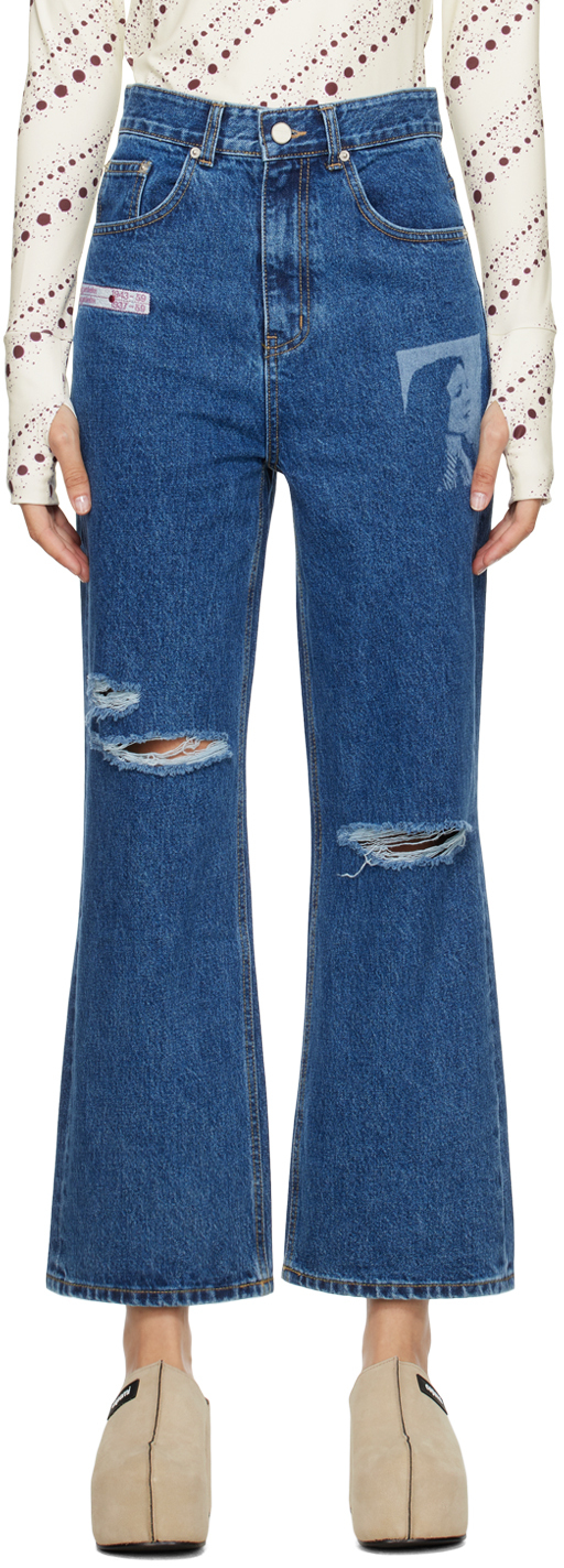 Kijun Blue Guggenheim Jeans In Dark Blue