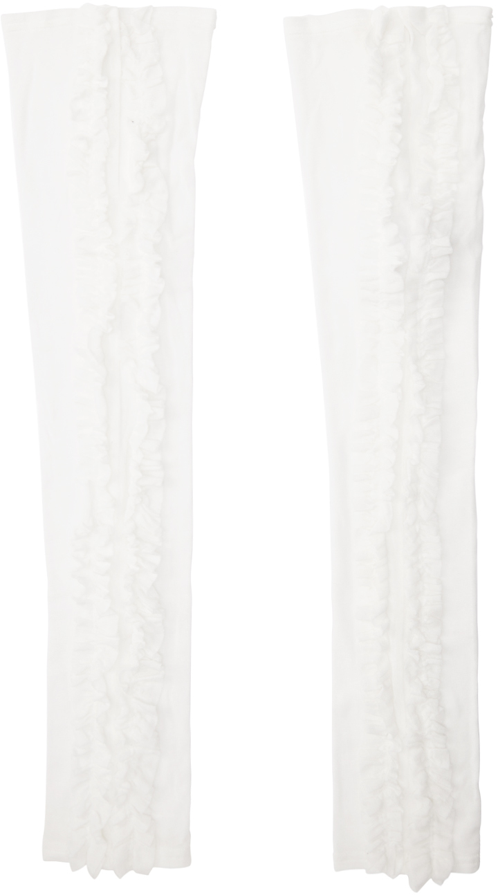White Frill Leg Warmers by Kijun on Sale