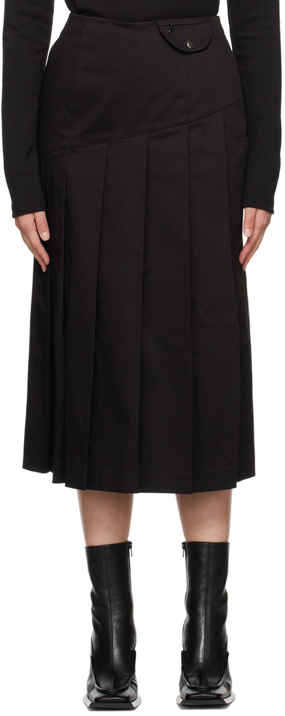 Kijun Black Pleated Midi Skirt