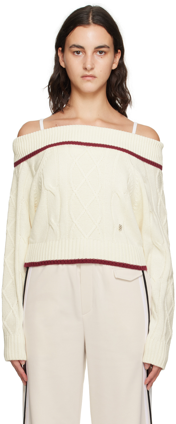 White cropped off the shoulder online sweater