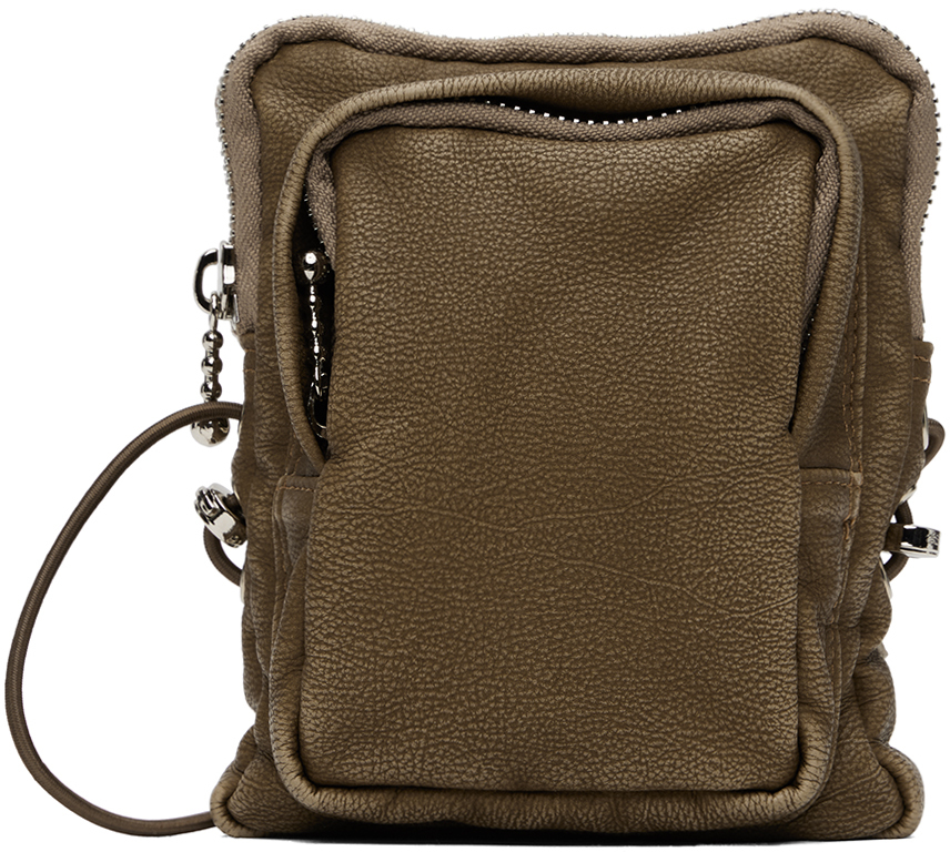 Taupe Mini FauxLeather Bag by Kijun on Sale