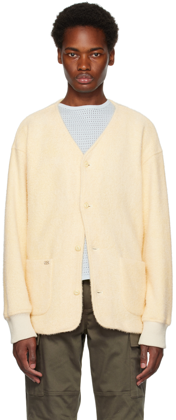 Kijun Yellow Drop Shoulder Cardigan In Pale Yellow