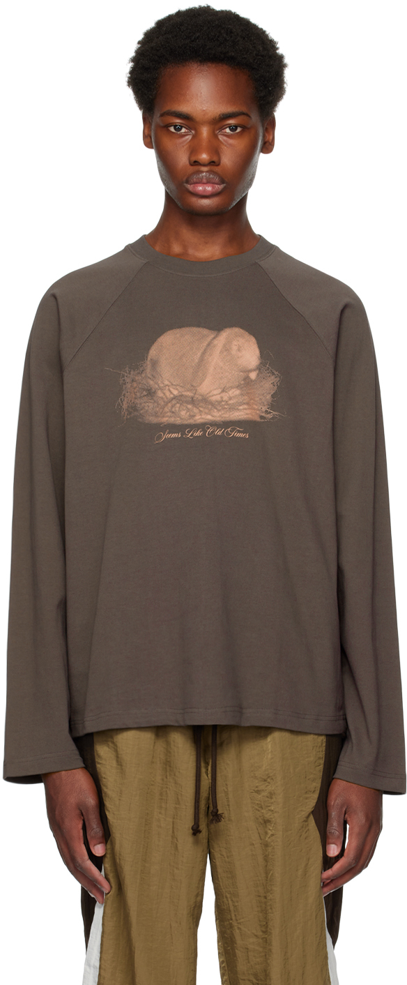 Kijun Grey Rabbit Long Sleeve T-shirt In Charcoal