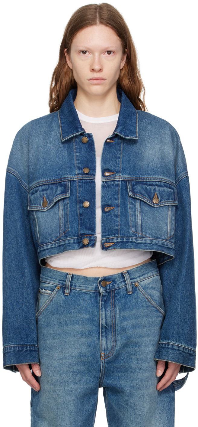 Blue Gigi Denim Jacket by DARKPARK on Sale