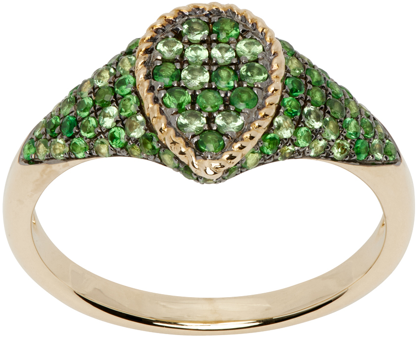 YVONNE LÉON GOLD & GREEN BABY CHEVALIERE POIRE RING
