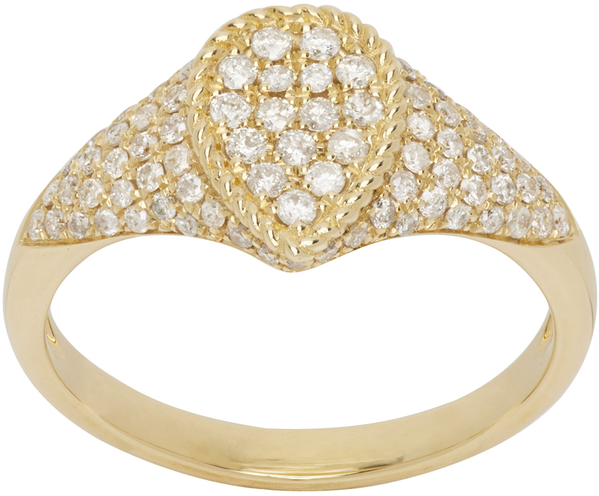 Yvonne Léon Gold Diamond Baby Chevaliere Poire Ring In 9k Yellow Gold
