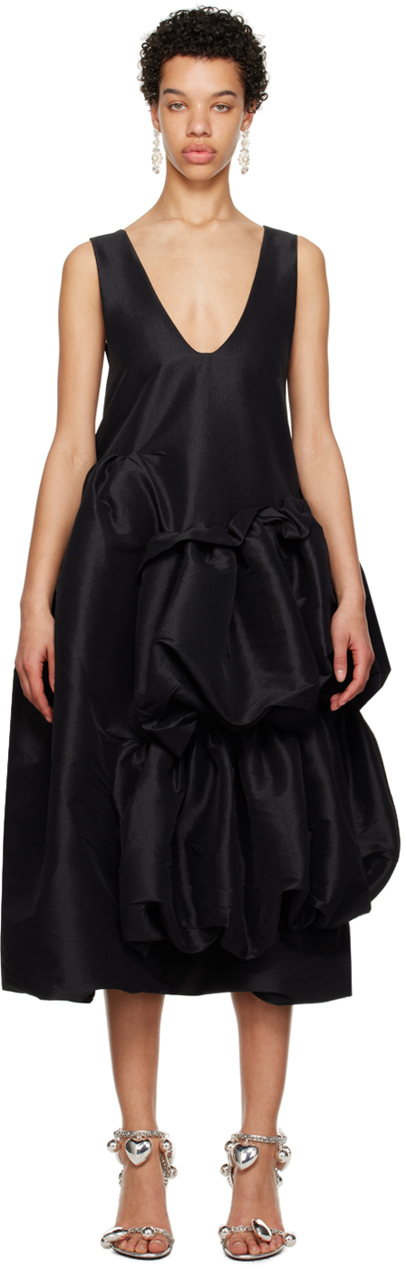 Kika Vargas SSENSE Exclusive Black Agnodice Midi Dress