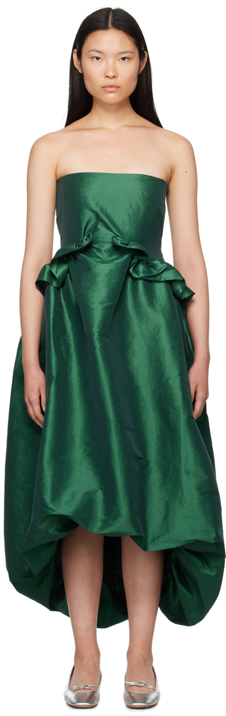 Kika Vargas Ssense Exclusive Green Midi Dress In Forest Green