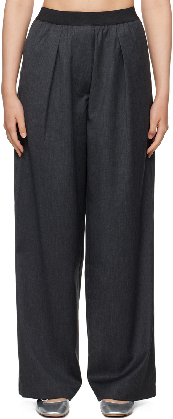 Kika Vargas Grey Pleated Trousers In Charcoal