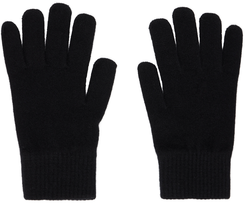 Yves Salomon Black Embroidered Gloves