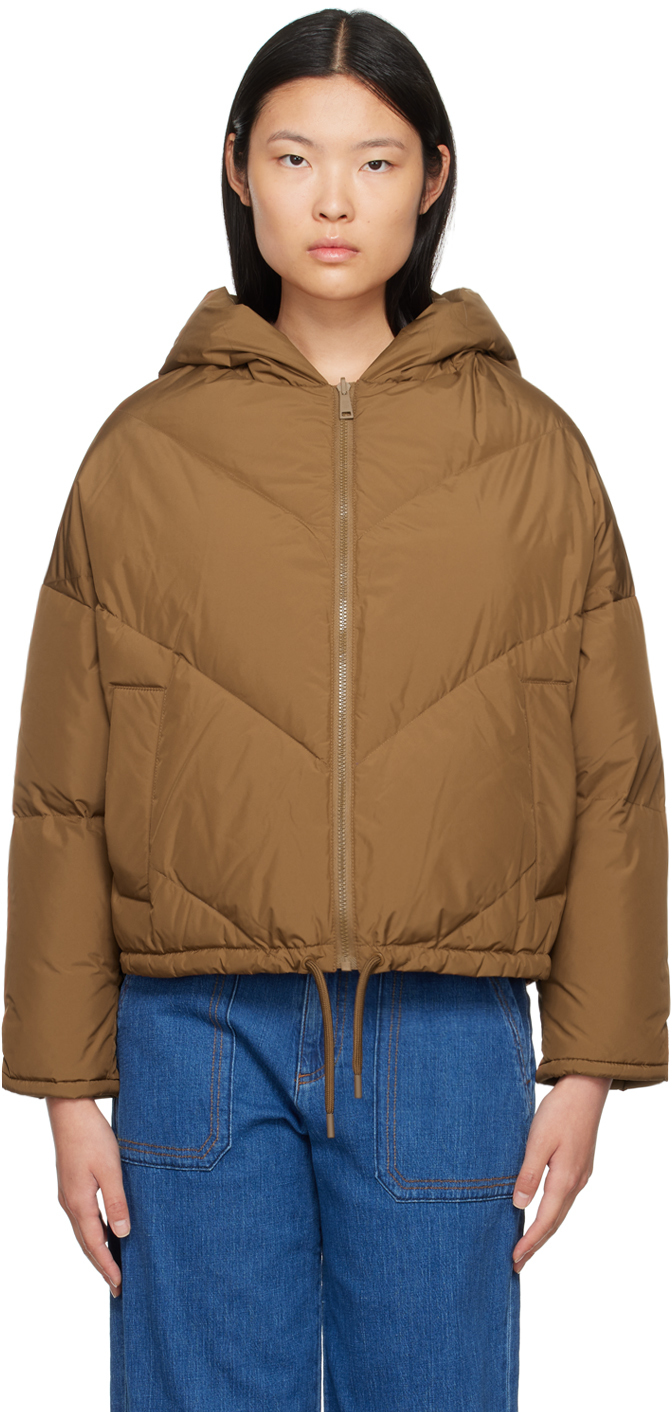 Brown Hooded Reversible Down Jacket