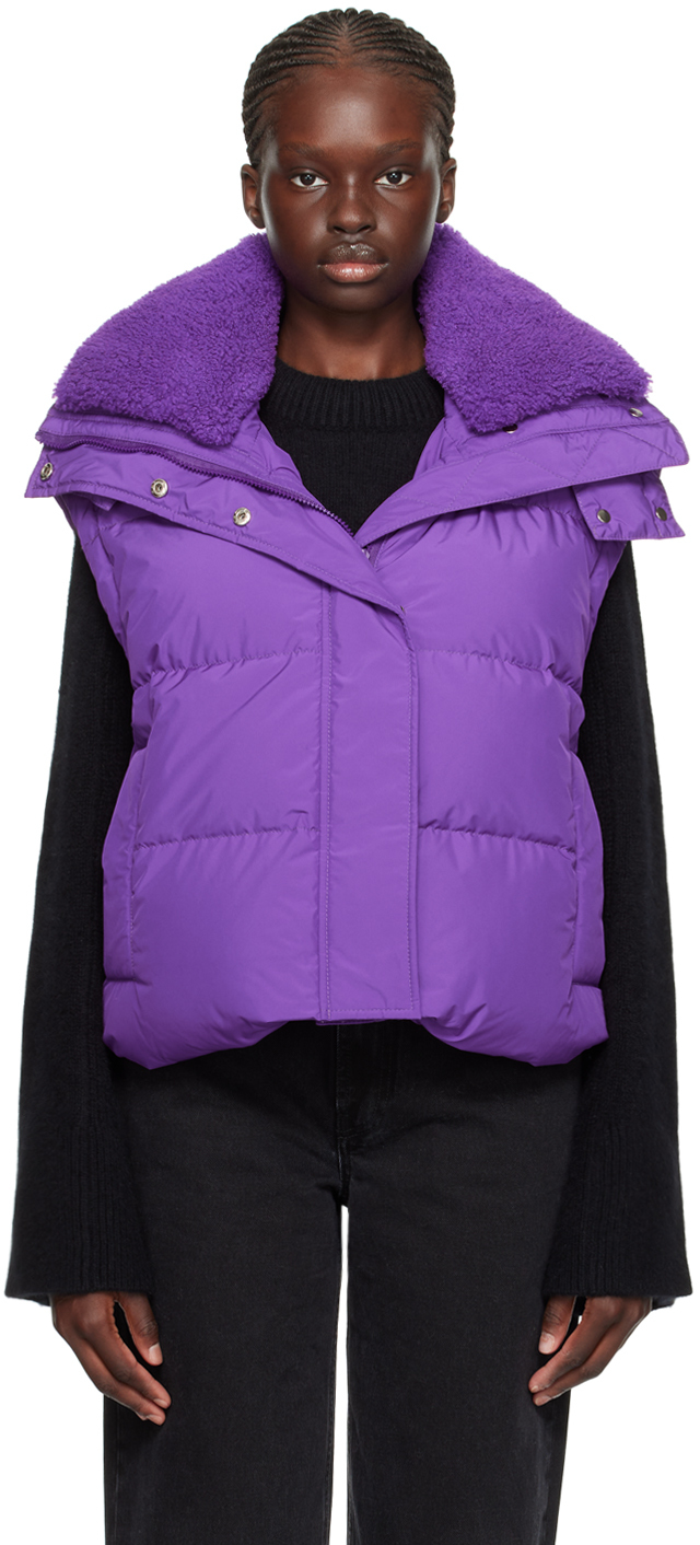 Yves Salomon Purple Cropped Down Vest In A5065 Pensee