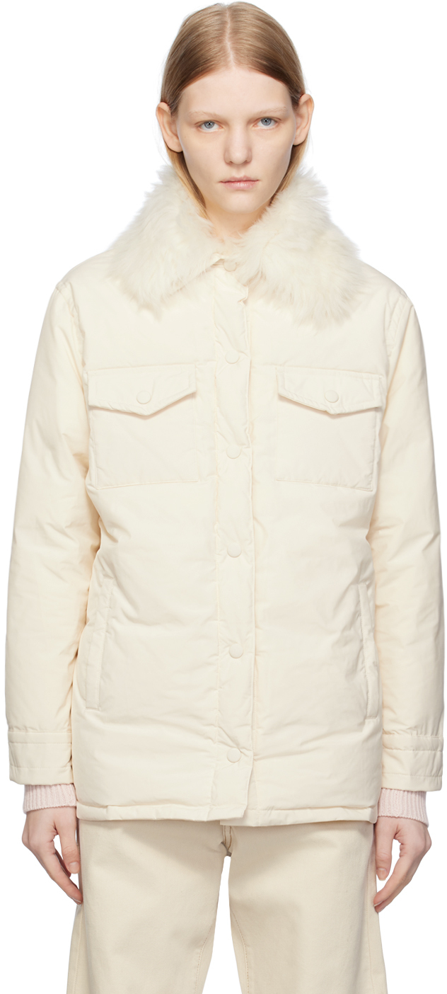 Yves Salomon Ssense Exclusive Off-white Down Jacket In Meringue