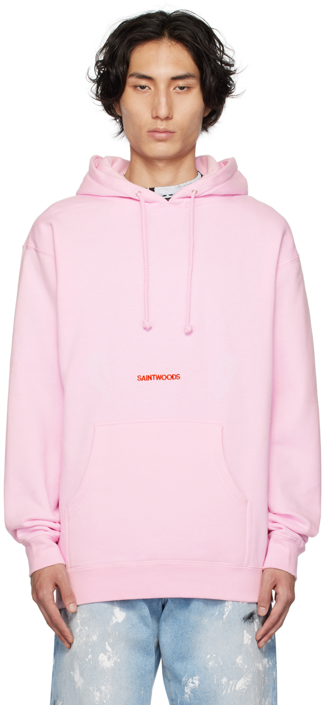 Shop Saintwoods Pink Embroidered Hoodie