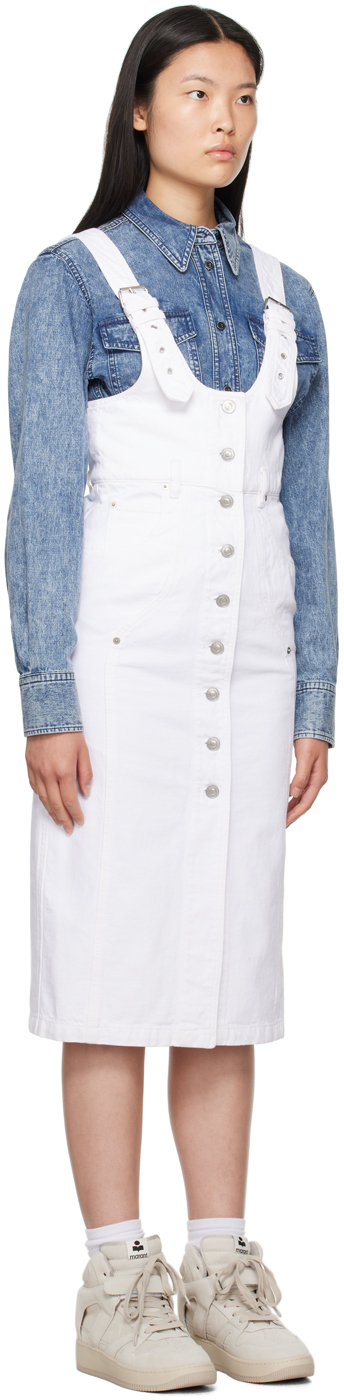 Shop Isabel Marant Étoile White Filipine Denim Midi Dress In 20wh White