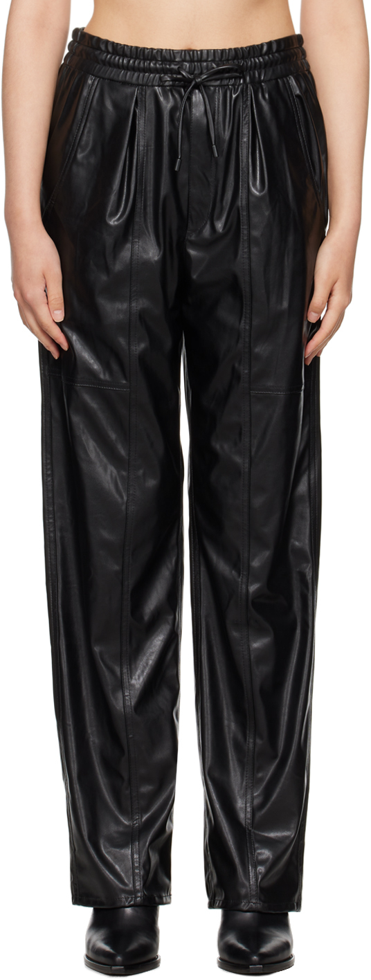 Black Brina Faux-Leather Trousers