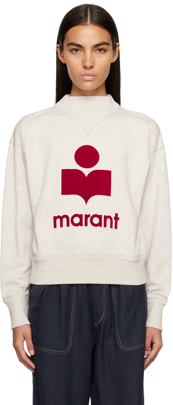 Isabel Marant Étoile Off-white Moby Sweatshirt In Ecrd Ecru/red