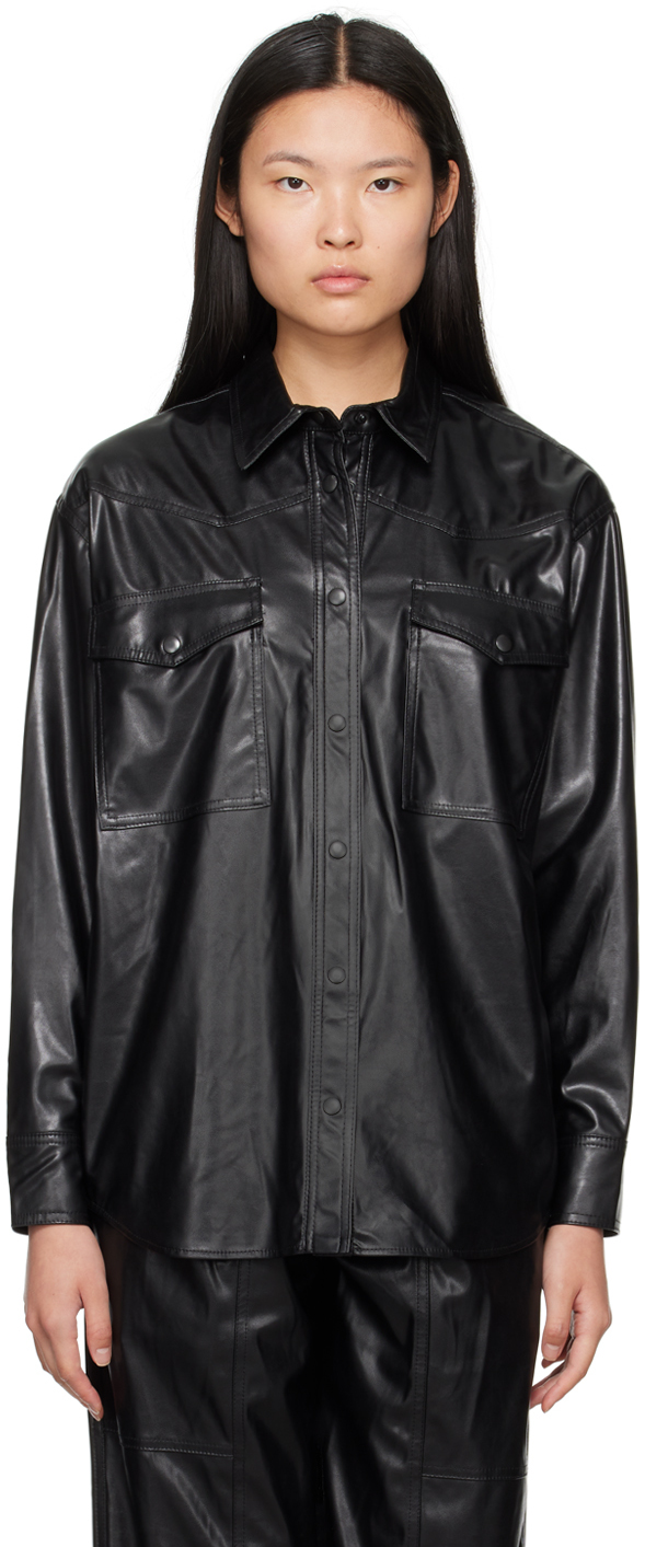 Black Berny Faux-Leather Shirt
