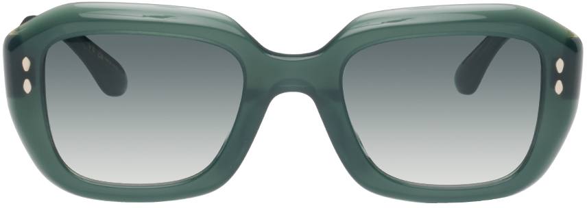 Isabel Marant Green Geometric Sunglasses In 1ed Green