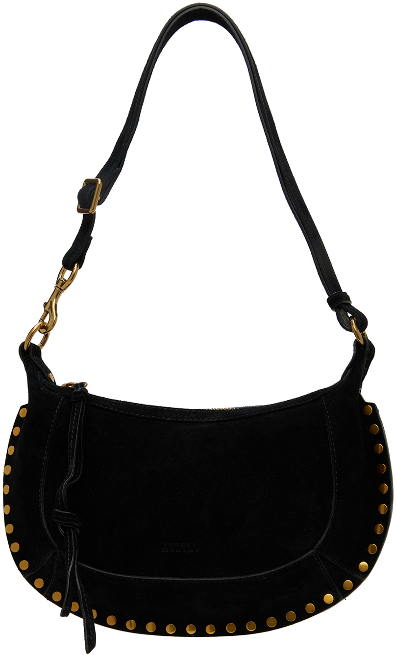 Isabel Marant Black Leather Oskan Moon Shoulder Bag