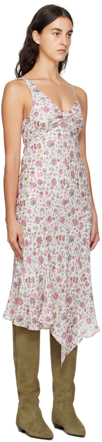 ISABEL MARANT WHITE & PINK LUCIA MIDI DRESS