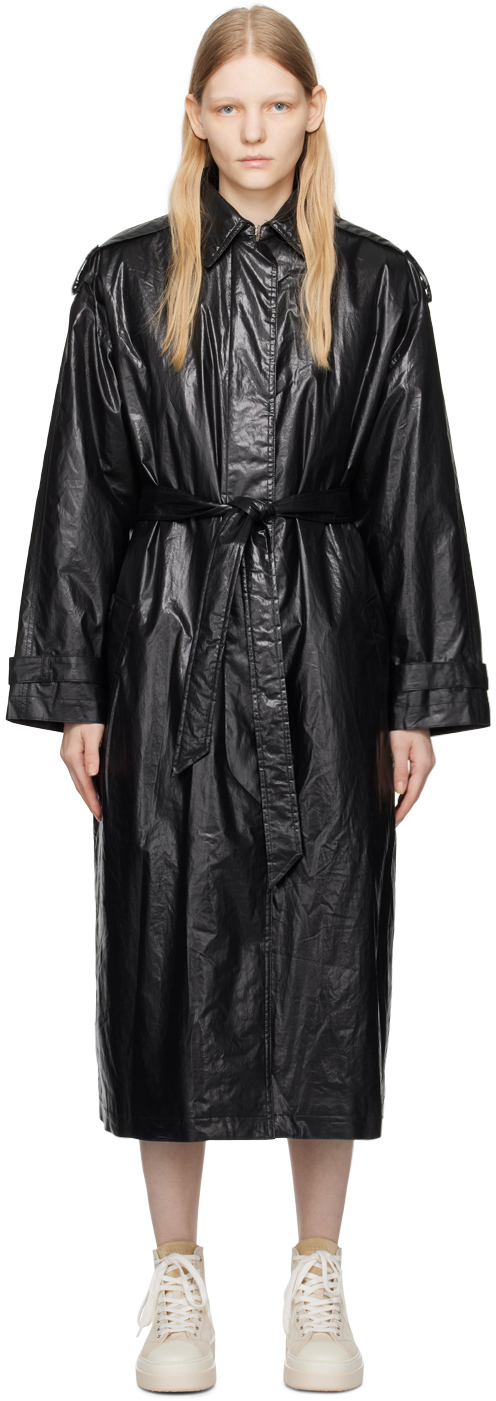 Shop Isabel Marant Black Aurel Trench Coat In 01bk Black