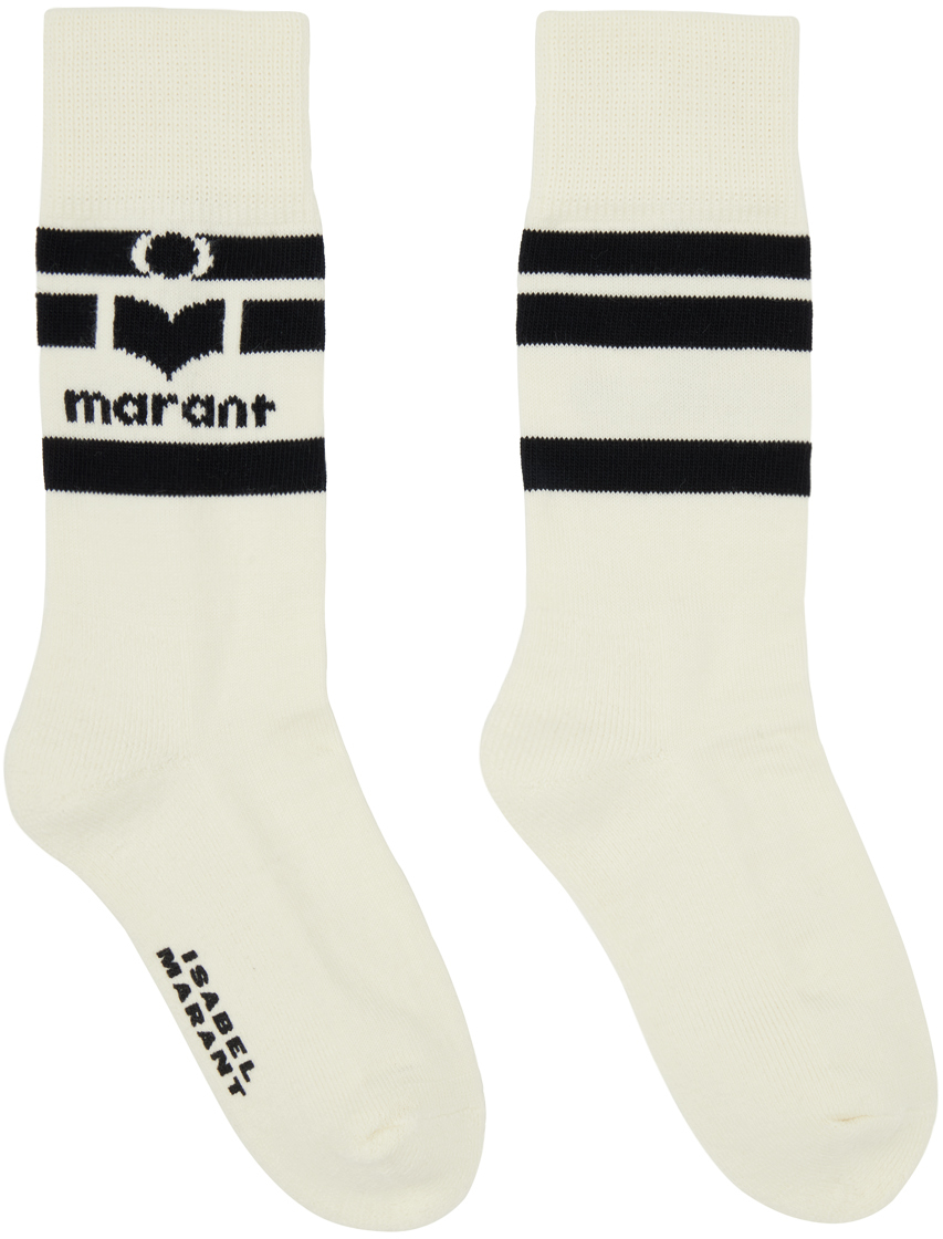 Isabel Marant Off-white Viby Logo Socks In 23ec Ecru