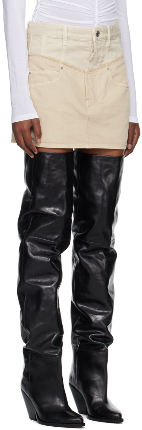 Isabel Marant Neutral Narjis Two-tone Mini Skirt In 23ec Ecru