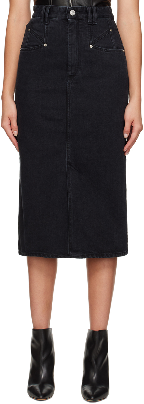 Black Dipoma Denim Midi Skirt