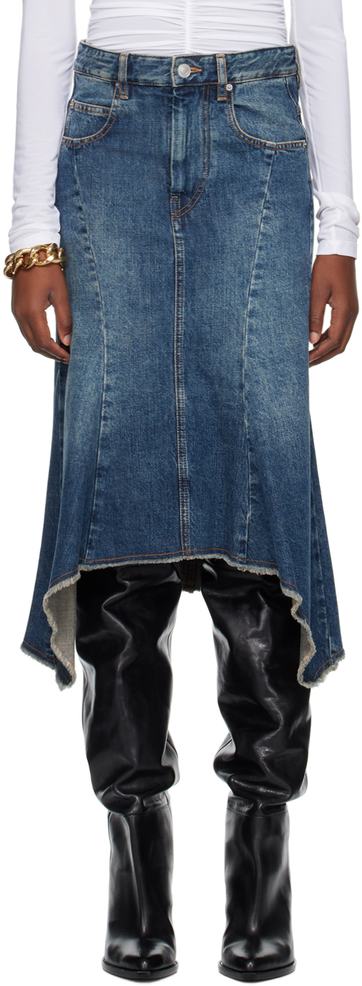 Blue Nyda Denim Midi Skirt
