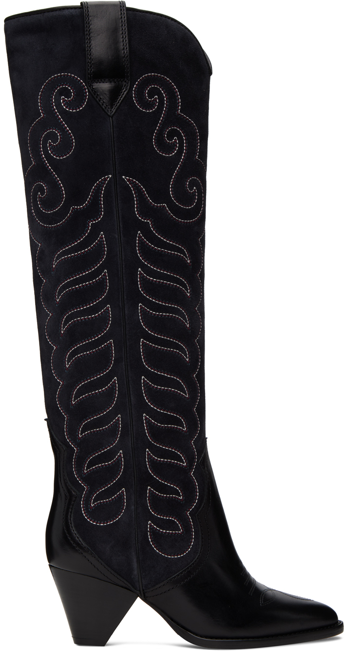 Isabel Marant Black Leila Boots In Bkfk Black/faded Bla