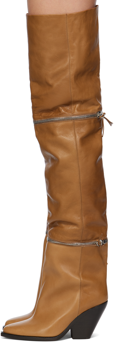 Isabel Marant Tan Lelodie Tall Boots In 50ha Havana
