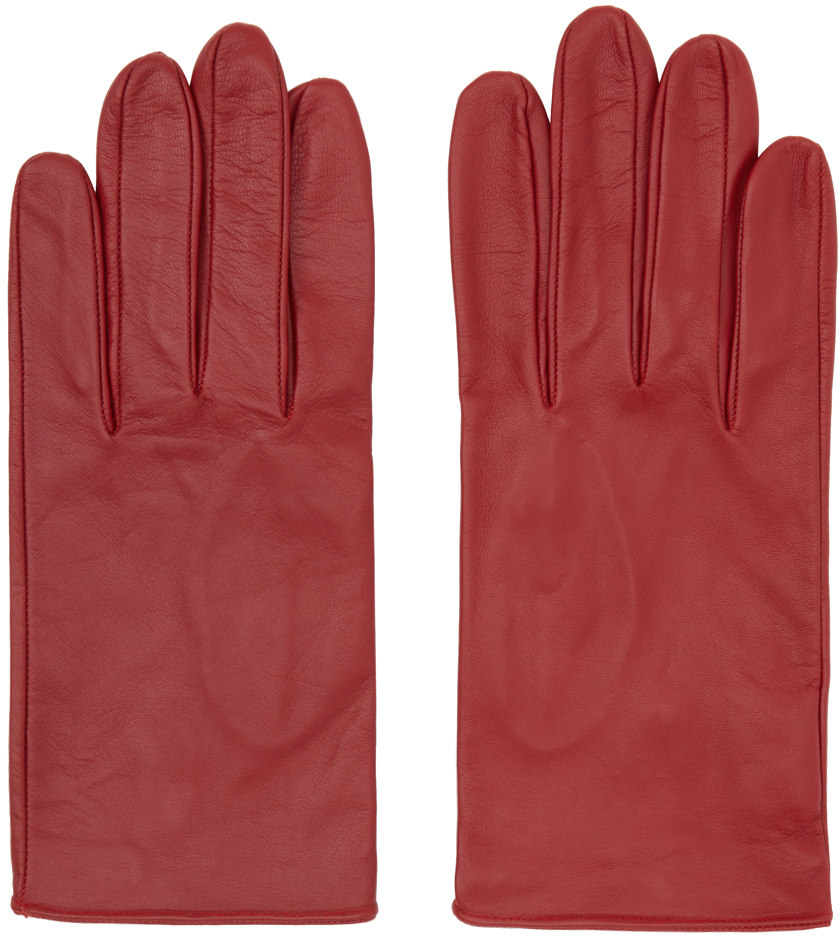 Red Press-Stud Gloves