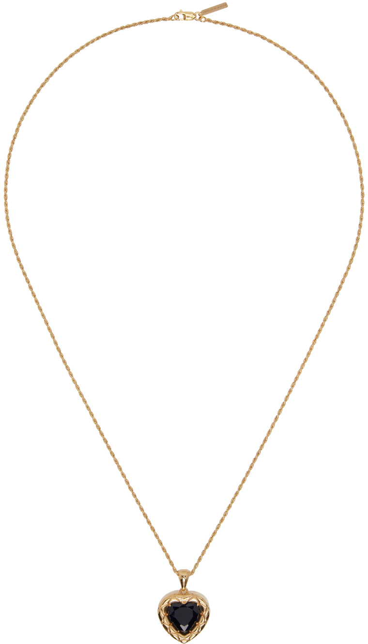 Gold Heart Stone Necklace