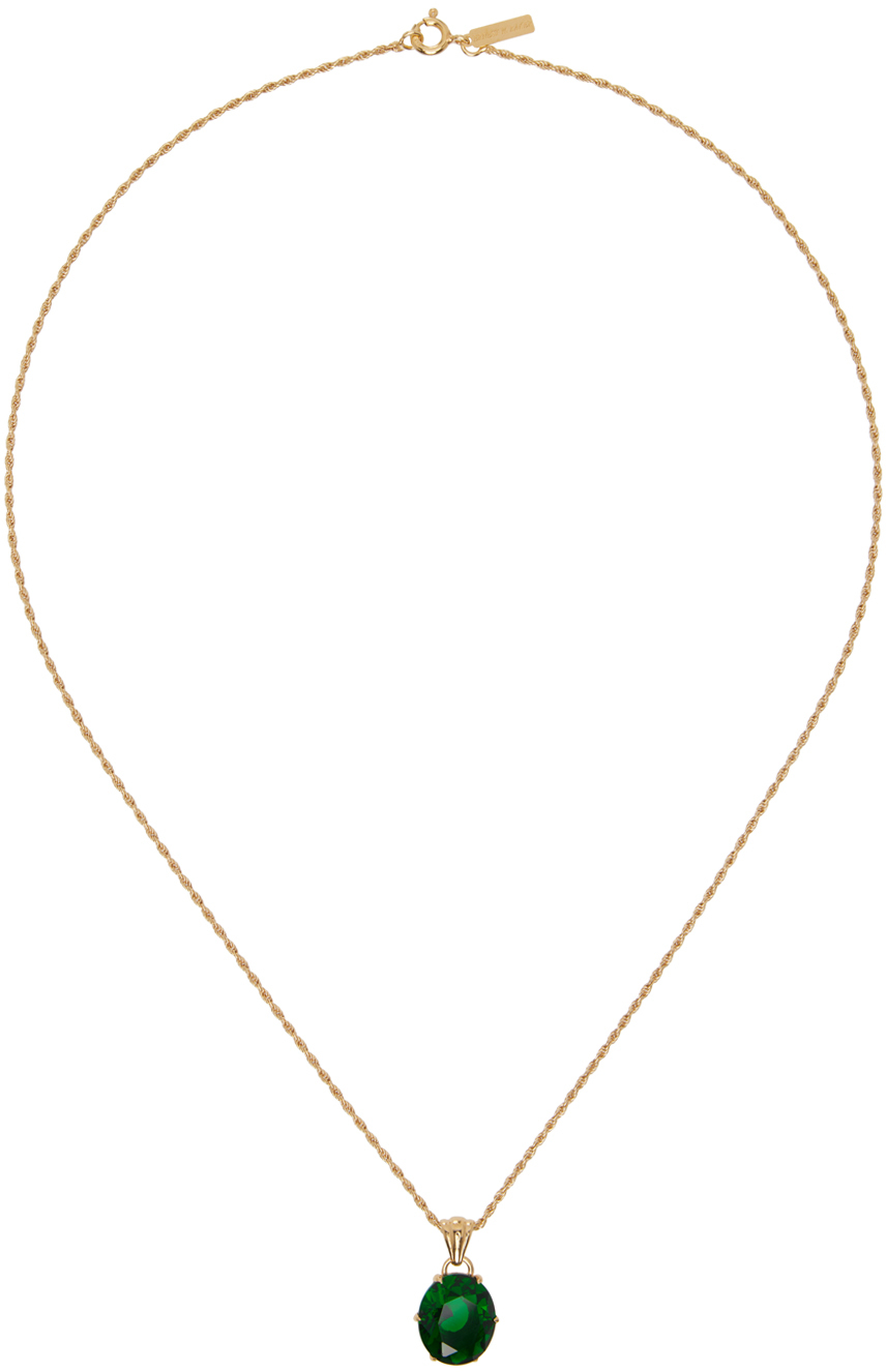 Gold Oval Stone Necklace by Ernest W. Baker on Sale