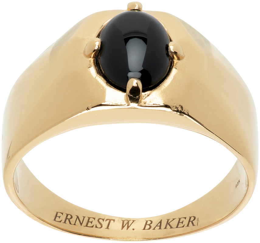 Ernest W Baker Gold Onyx Stone Ring