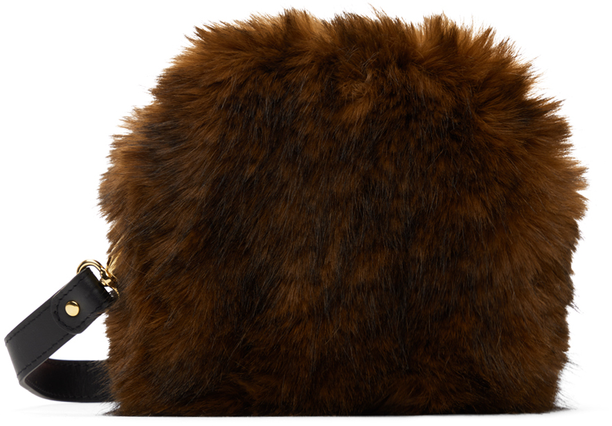 Ernest W. Baker: Brown Faux-Fur Crossbody Bag | SSENSE Canada