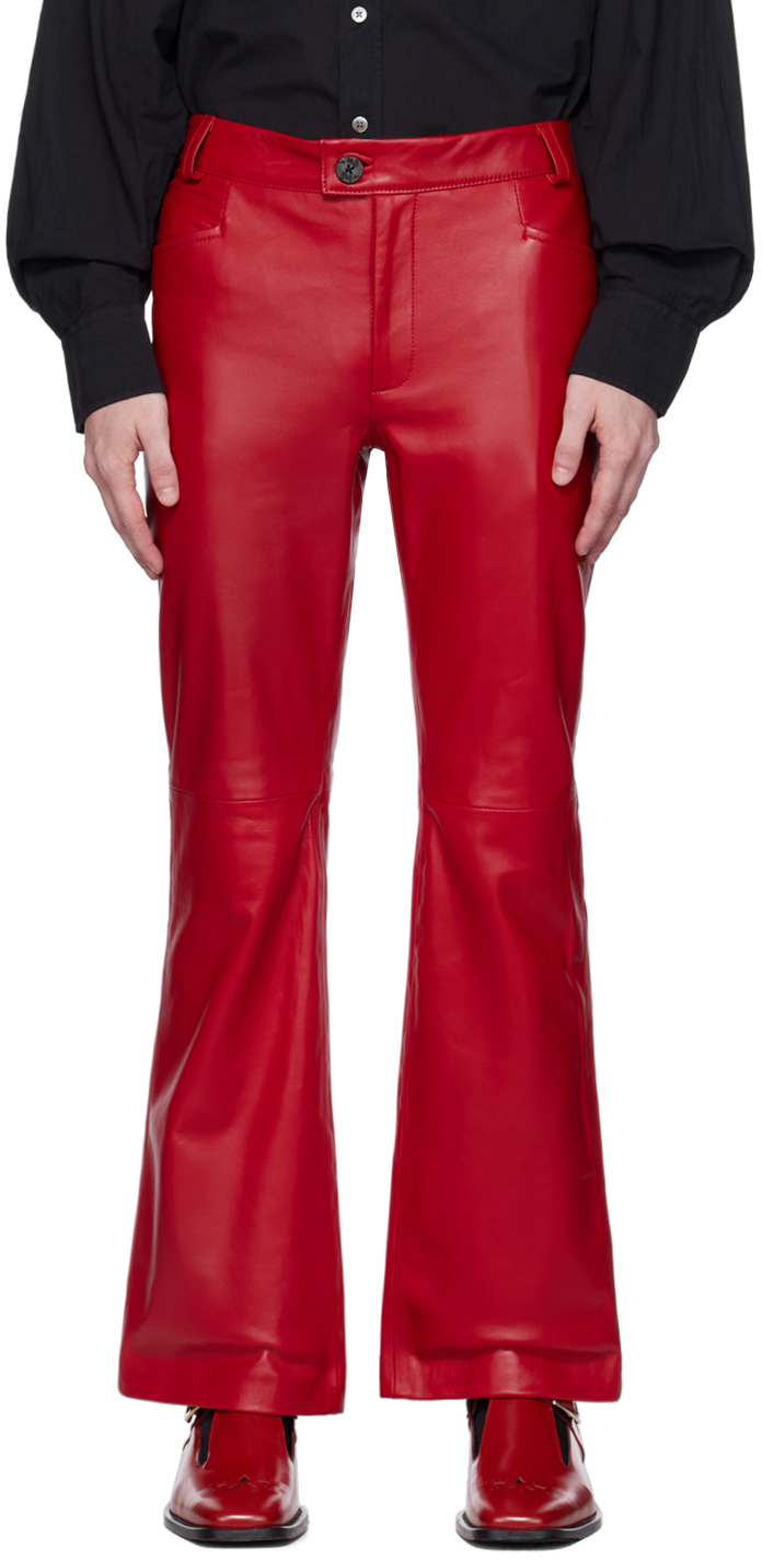 Unconditional Red Vegan Leather Trousers  Mistress Rock